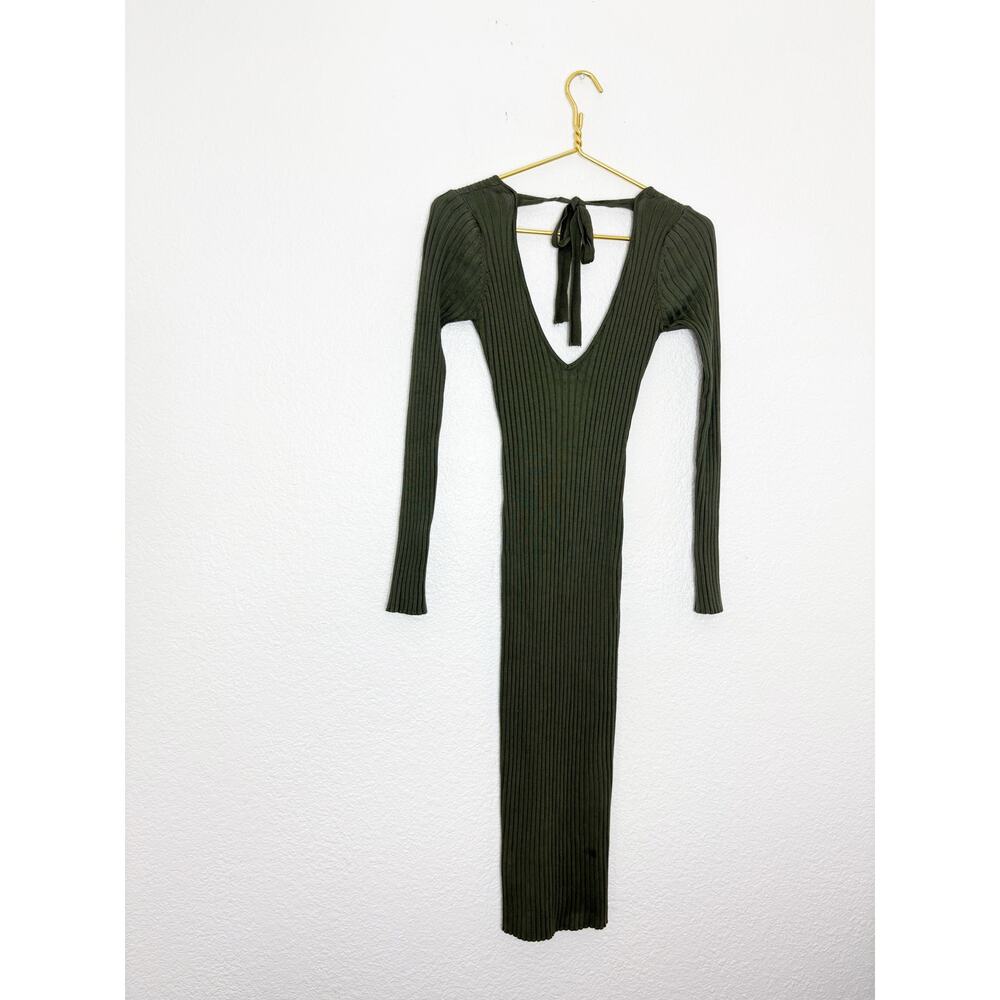 Revolve NBD Bekah Green Ribbed Midi Dress Size Small Bodycon Stretch Knit - Picture 11 of 12